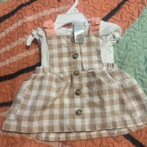 Checkered Tan and White Baby Dress